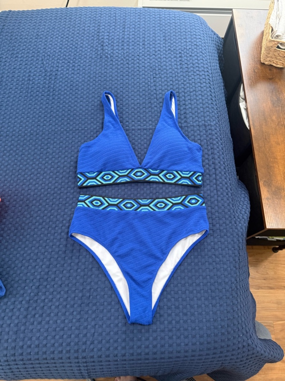 Royal Blue Bikini Swimsuit with Geo Trim